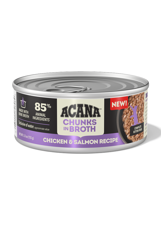 Chunks in Broth Chicken & Salmon Recipe for Kittens 5.5oz